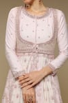Shop_Neha Gursahani_Ivory Silk, Organza, Panelled Kalidar Kurta Set With Jaali Jacket And Dupatta 