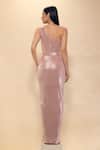 Shop_Neha Gursahani_Pink Lycra One Shoulder Draped Gown _at_Aza_Fashions