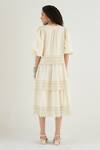 Shop_RAAS LIFE_Off White Vegan Silk Lace V-neck Georgia Layered Dress _at_Aza_Fashions