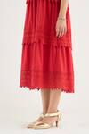 RAAS LIFE_Red Vegan Silk Lace V-neck Georgia Layered Dress _Online_at_Aza_Fashions
