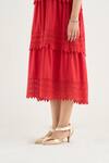 Shop_RAAS LIFE_Red Vegan Silk Lace V-neck Georgia Layered Dress _Online_at_Aza_Fashions