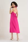 Shop_RAAS LIFE_Fuchsia Vegan Silk Beads Halter Neck, Imperial Midi Dress _at_Aza_Fashions