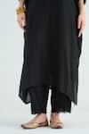 Buy_RAAS LIFE_Black Cotton, Silk V-neck V Kaftan Kurta _Online_at_Aza_Fashions