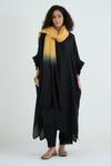 Buy_RAAS LIFE_Black Cotton, , Vegan Lace V-neck Angela Kaftan Set With Ombre Dupatta _at_Aza_Fashions