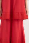 Shop RAAS LIFE Red Vegan Silk Lace Collared Bluebell Work Tunic And Pant Set Online at Aza Fashions Shop_RAAS LIFE_Red Vegan Silk Lace Collared Bluebell Work Tunic And Pant Set _Online_at_Aza_Fashions