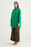 RAAS LIFE_Green Cotton, Silk, Tissue Beads, Zari Collared Daffodil Tunic Pant Set _Online_at_Aza_Fashions