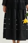 RAAS LIFE_Black Vegan Silk Lace Beauty Cutout Panelled Skirt _at_Aza_Fashions