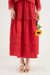 Buy_RAAS LIFE_Red Vegan Silk Lace, Cut Work Beauty Cutout Panelled Skirt _Online_at_Aza_Fashions