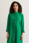 RAAS LIFE_Green Vegan Silk Lace Mandarin Collar Gloria Pleated Panelled Kurta And Pant Set _Online_at_Aza_Fashions
