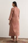 Shop_RAAS LIFE_Pink Vegan Silk Mandarin Collar Gloria Pleated Panelled Kurta And Pant Set _at_Aza_Fashions