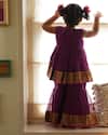 Shop_Love The World Today_Purple Cotton, Silk Anagha Peplum Tunic And Sharara Set  _at_Aza_Fashions