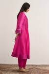Shop_RAAS LIFE_Fuchsia Cotton, Vegan Silk Lace Round Neck Tulip Pleated Kurta Set _at_Aza_Fashions