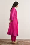 Shop_RAAS LIFE_Fuchsia Cotton, Silk Lace Round Neck Tulip Pleated Kurta _at_Aza_Fashions