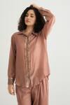 Buy_RAAS LIFE_Pink Cotton, Silk Sequins Collared Ginger Embellished Placket Shirt _at_Aza_Fashions