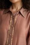 RAAS LIFE_Pink Cotton, Silk Sequins Collared Ginger Embellished Placket Shirt _at_Aza_Fashions