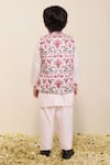 Shop_Neha Gursahani_Pink Satin, Silk Printed Modi Bundi Kurta Set For Boys _at_Aza_Fashions