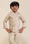 Neha Gursahani_Gold Shimmer Sherwani And Pant Set For Boys _Online_at_Aza_Fashions