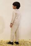 Shop_Neha Gursahani_Gold Shimmer Sherwani And Pant Set For Boys _at_Aza_Fashions