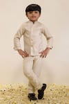Buy_Neha Gursahani_Gold Shimmer Sherwani And Pant Set For Boys _at_Aza_Fashions