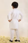 Shop_Neha Gursahani_Ivory Silk Embroidery Collar And Placket Kurta Set _at_Aza_Fashions