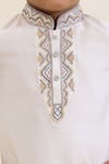 Shop_Neha Gursahani_Ivory Silk Embroidery Collar And Placket Kurta Set _Online_at_Aza_Fashions
