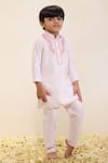Buy_Neha Gursahani_Pink Embroidery Spun Silk Kurta And Pant Set _at_Aza_Fashions