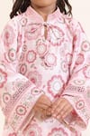 Shop_Neha Gursahani_Pink Satin, Linen Embroidery Floral Printed Kurta Set With Jaali _Online_at_Aza_Fashions