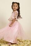 Neha Gursahani_Pink Tulle, Satin Embroidery, Pearls Cape And Poofy Lehenga Set _at_Aza_Fashions