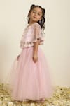 Buy_Neha Gursahani_Pink Tulle, Satin Embroidery, Pearls Cape And Poofy Lehenga Set 