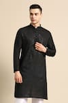 Buy_Sayisha_Black Cotton Sequins, Embroidery Checked Kurta _at_Aza_Fashions