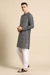 Sayisha_Black Silk Geometric Printed Kurta _at_Aza_Fashions