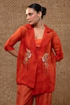Buy_Eeda_Orange Organza, Shantoon, Zardozi And Chain Embellished Jacket Set 