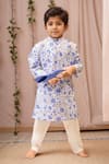 Buy_Petite Pomme_Blue Cotton Floral Print Kurta Set _at_Aza_Fashions