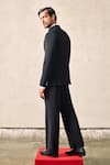Tisa - Men_Black Viscose, Polyester, Terrycloth, Silk Structured Bandhgala And Pant Set _Online_at_Aza_Fashions