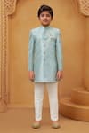 Buy_Petite Pomme_Green Silk, Cotton Embroidery Sea Sherwani Set _at_Aza_Fashions