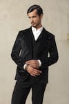 Shop_Tisa - Men_Black Suede, Viscose, Polyester Embroidery Tuxedo Set _at_Aza_Fashions