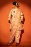Shop_Tanu Malhotra_Pink Organza Embroidery, Mirrors, Foil Floral Printed Angrakha Kurta Set _at_Aza_Fashions