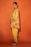 Tanu Malhotra Yellow Cotton, Silk, Organza Embroidery, Sequins Floral Printed And Angrakha Set Online at Aza Fashions Tanu Malhotra_Yellow Cotton, Silk, Organza Embroidery, Sequins Floral Printed And Angrakha Set _Online_at_Aza_Fashions