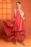 Buy Tanu Malhotra Red Cotton, Silk, Organza Embroidery, Metallic Thread, Zari Round Anarkali Set Online at Aza Fashions Buy_Tanu Malhotra_Red Cotton, Silk, Organza Embroidery, Metallic Thread, Zari Round Anarkali Set _Online_at_Aza_Fashions