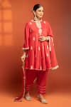 Buy Tanu Malhotra Red Cotton, Silk, Organza Embroidery, Metallic Thread, Zari Round Anarkali Set at Aza Fashions Buy_Tanu Malhotra_Red Cotton, Silk, Organza Embroidery, Metallic Thread, Zari Round Anarkali Set _at_Aza_Fashions