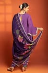 Shop_Tanu Malhotra_Purple Cotton Satin, Cotton, Silk, Organza Embroidery, Sequins, Anarkali Set _at_Aza_Fashions