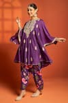 Buy_Tanu Malhotra_Purple Cotton Satin, Cotton, Silk, Organza Embroidery, Sequins, Anarkali Set _Online_at_Aza_Fashions