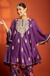 Buy_Tanu Malhotra_Purple Cotton Satin, Cotton, Silk, Organza Embroidery, Sequins, Anarkali Set 