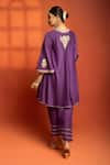 Tanu Malhotra_Purple Cotton Satin, Cotton, Silk, Net Embroidery, Zari, Flared Kurta Salwar Set _Online_at_Aza_Fashions