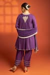 Shop_Tanu Malhotra_Purple Cotton Satin, Cotton, Silk, Net Embroidery, Zari, Flared Kurta Salwar Set _at_Aza_Fashions