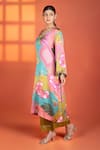 Buy_Tanu Malhotra_Pink Modal, Satin, Silk Sequins, Embroidery, Piping Floral Printed Kurta Set _Online_at_Aza_Fashions