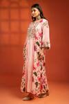 Buy_Tanu Malhotra_Pink Velvet, Lycra Embroidery, Beads, Printed Side-panel Kurta And Churidar Set _Online_at_Aza_Fashions