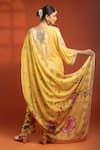 Shop_Tanu Malhotra_Yellow Velvet, Silk Embroidery, Sequins, Stones, Foil Printing, Kurta Salwar Set _at_Aza_Fashions