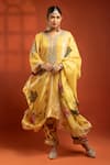 Buy_Tanu Malhotra_Yellow Velvet, Silk Embroidery, Sequins, Stones, Foil Printing, Kurta Salwar Set _at_Aza_Fashions