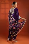 Shop_Tanu Malhotra_Purple Velvet, Silk Embroidery, Metallic Thread, Foil Printing, Kurta Dhoti Set _at_Aza_Fashions